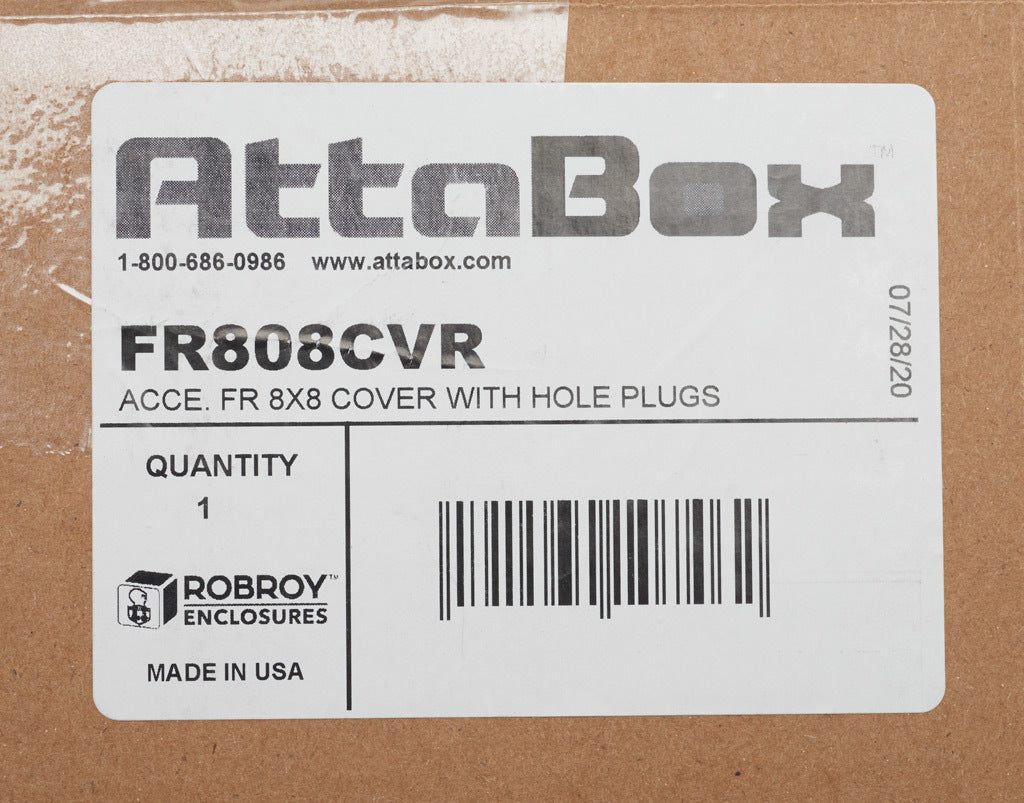 AttaBox opaque door, fiberglass reinforced polyester, Pantone 428 C glacier gray. For use with 8 x 8in (HxW) Freedom series enclosures.-FR808CVR