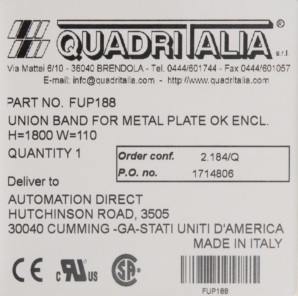 Quadritalia OK series subpanel filler plate, 1800mm, galvanized steel.-FUP188