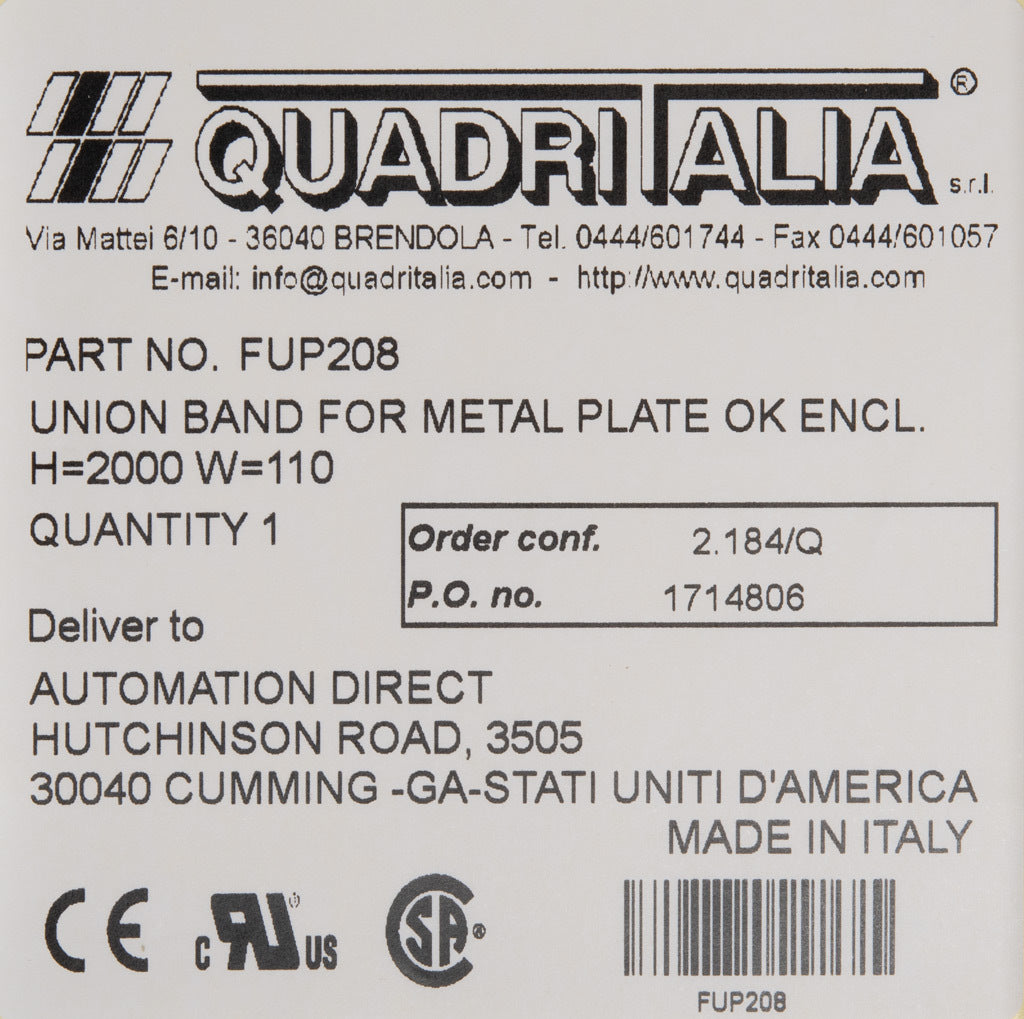 Quadritalia OK series subpanel filler plate, 2000mm, galvanized steel.-FUP208