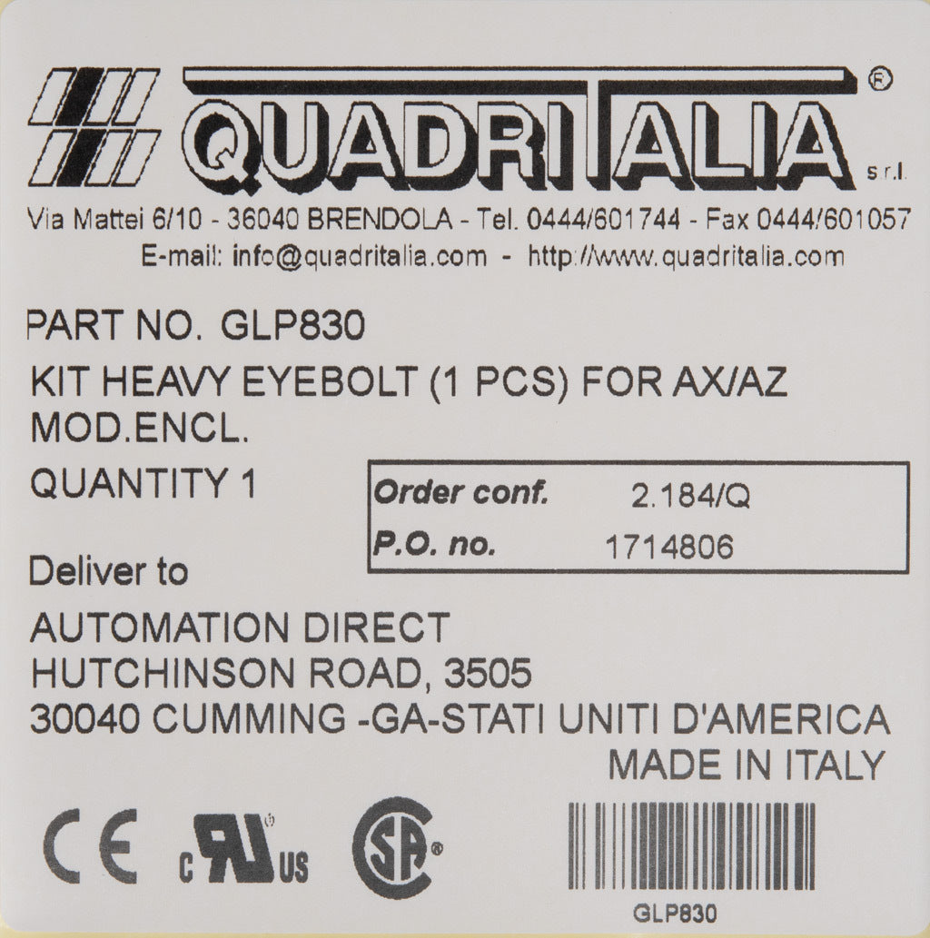Quadritalia bolt-on lifting lug, carbon steel.-GLP830