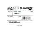Wiegmann single drain vent, PVC, for fiberglass enclosures.-HW-DV