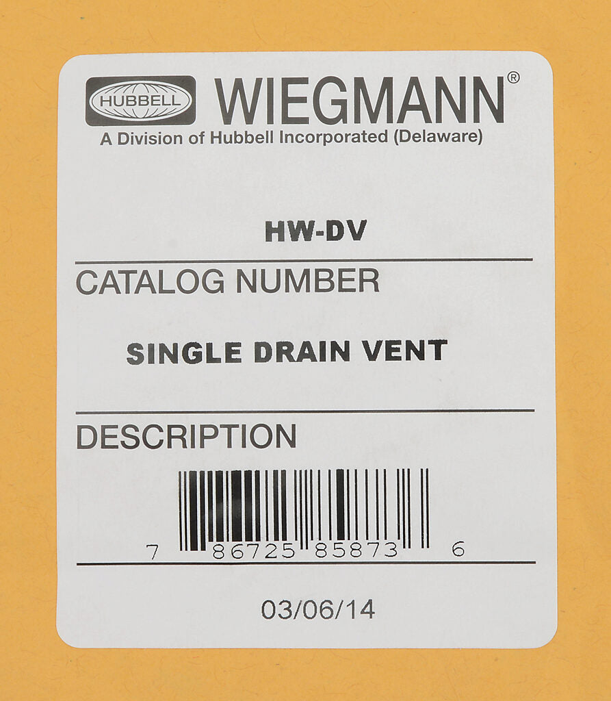 Wiegmann single drain vent, PVC, for fiberglass enclosures.-HW-DV