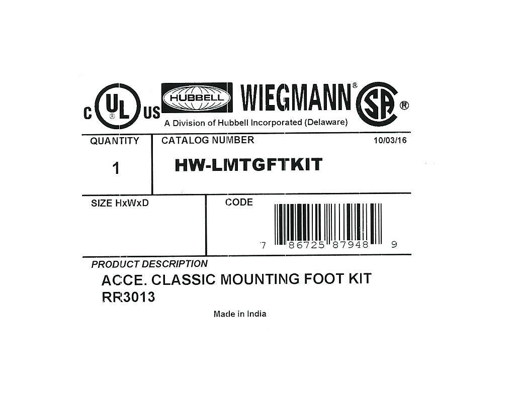 Wiegmann Mounting Feet Kit: for Classic series FRP enclosures (PN# HW ...