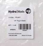 HydroMode potable water push-to-connect fitting, plug-in elbow, acetal body, (1) 3/8in plug-in to (1) 3/8in push-to-connect. Package of 5.-PE38-P