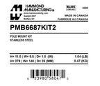 Hammond pole mounting kit, accommodates 15in or less.-PMB6687KIT2