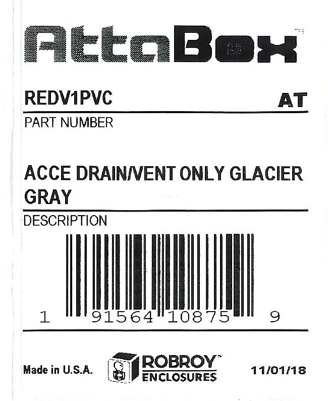 Stahlin single drain vent, PVC, for fiberglass enclosures.-REDV1PVC