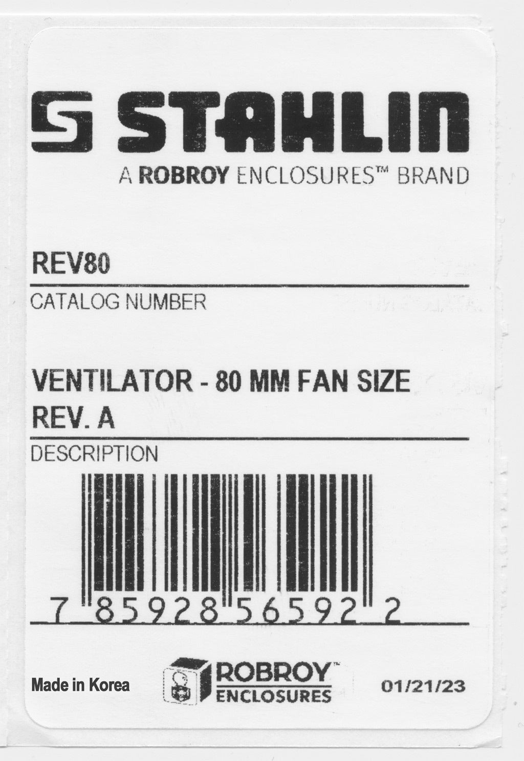 Stahlin enclosure vent, 80mm, polycarbonate.-REV80