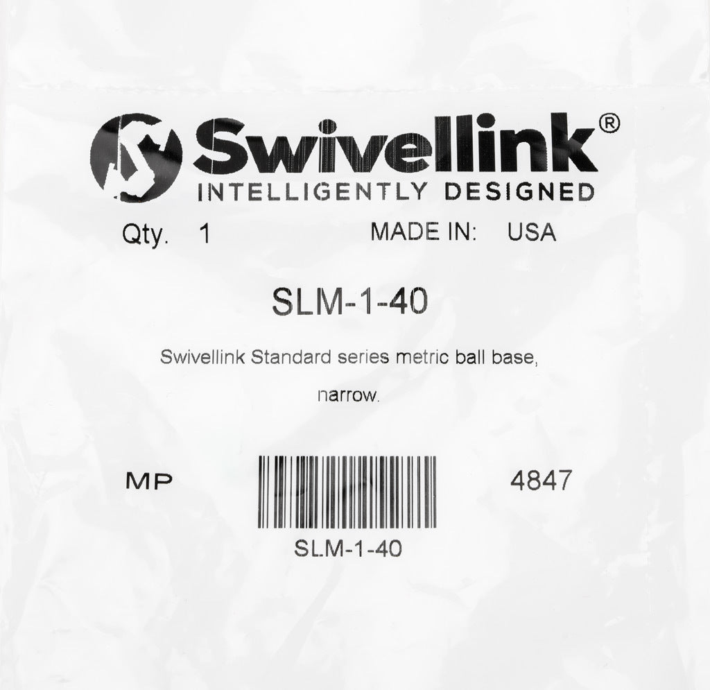 Swivellink Standard series metric ball base, narrow.-SLM-1-40