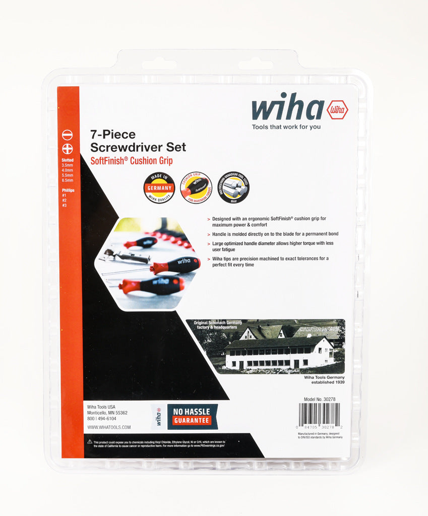 Wiha standard screwdriver set, Phillips and slotted, 7 pieces.-WT30278