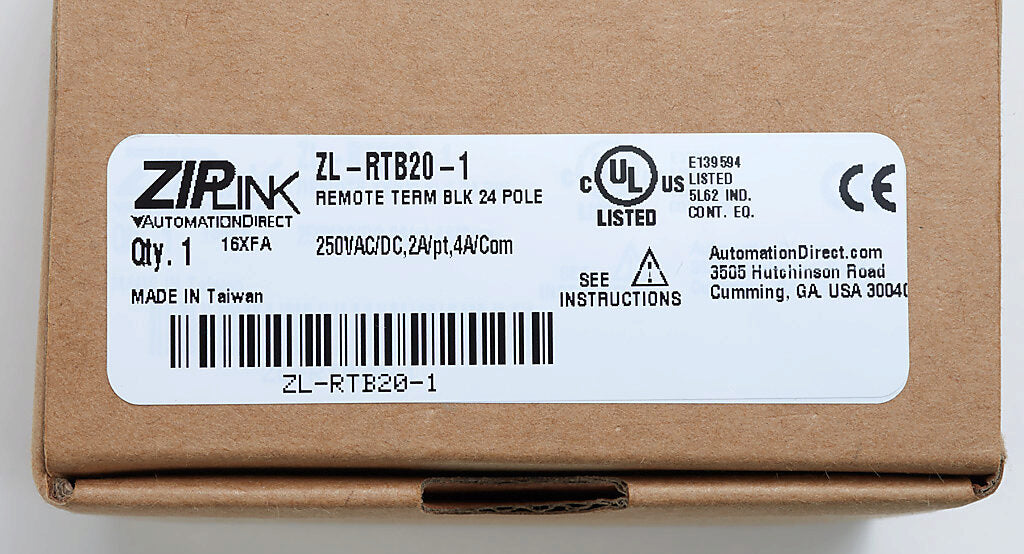 ZIPLink reduced-width feedthrough module, 24-pole, DIN rail mount.-ZL-RTB20-1