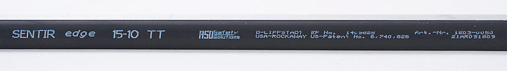 ASO Safety Solutions safety contact edge, 15 x 10mm, 1.5ft length, pigtail, 8.2ft/2.5m cable length. Aluminum mounting rail included. Preassembled with 8.2k ohm resistor for 2-wire installation.-1501-1465