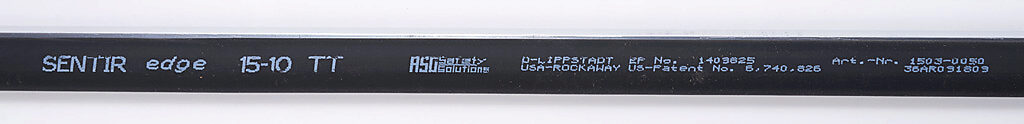 ASO Safety Solutions safety contact edge, 15 x 10mm, 2.5ft length, pigtail, 8.2ft/2.5m cable length. Aluminum mounting rail included. Preassembled with 8.2k ohm resistor for 2-wire installation.-1501-1468