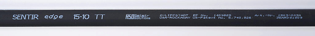 ASO Safety Solutions safety contact edge, 15 x 10mm, 3ft length, pigtail, 8.2ft/2.5m cable length. Aluminum mounting rail included. Preassembled with 8.2k ohm resistor for 2-wire installation.-1501-1469