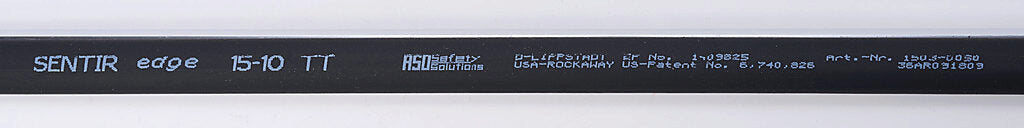 ASO Safety Solutions safety contact edge, 15 x 10mm, 3.5ft length, pigtail, 8.2ft/2.5m cable length. Aluminum mounting rail included. Preassembled with 8.2k ohm resistor for 2-wire installation.-1501-1470