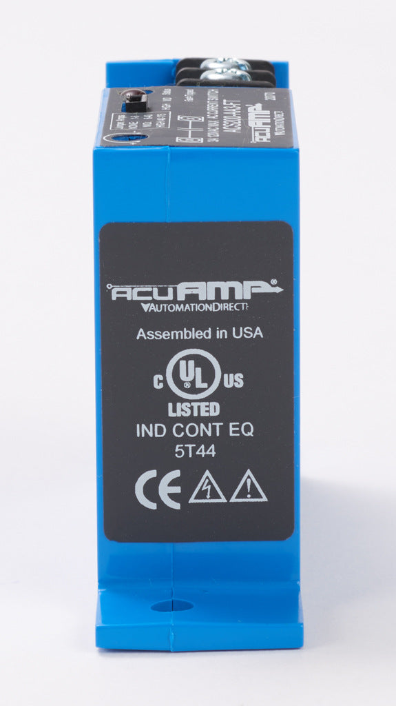AcuAMP AC current switch, fixed core, 1-6, 6-40, or 40-175A selectable sensing range, 1-175A adjustable trip point, 15-turn potentiometer, solid state switch, N.O. output, 3A @ 120 VAC output rating.-ACS200-AA3-FT