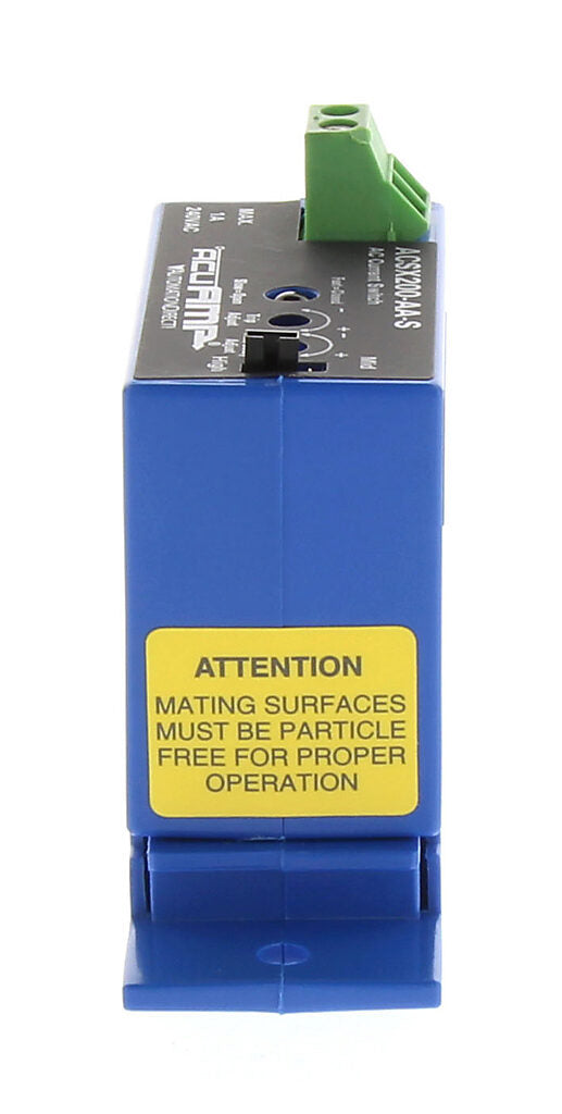 AcuAMP AC current switch, split core, 2-12, 12-55, or 55-200A selectable sensing range, 2-200A adjustable trip point, 4-turn potentiometer, solid state switch, N.O., adjustable time delay output, 1A @ 240 VAC output rating.-ACSX200-AA-S