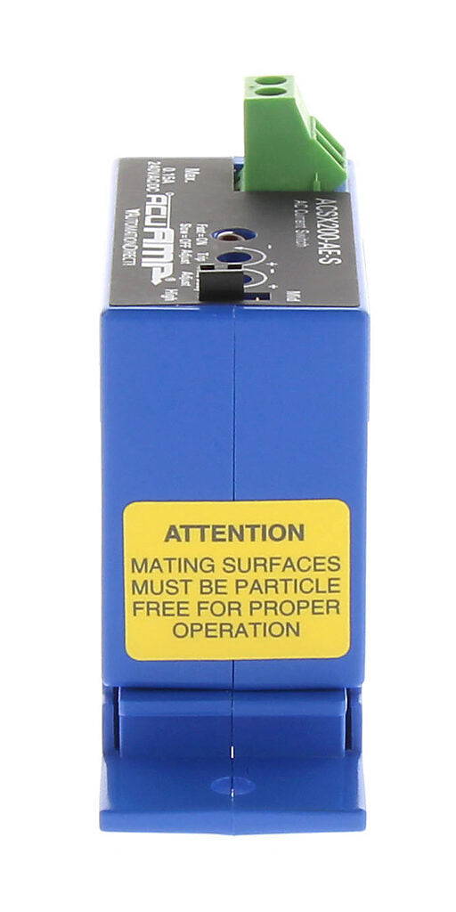 AcuAMP AC current switch, split core, 2-12, 12-55, or 55-200A selectable sensing range, 2-200A adjustable trip point, 4-turn potentiometer, solid state switch, N.O., adjustable time delay output, 0.15A @ 240 VAC/VDC output rating.-ACSX200-AE-S