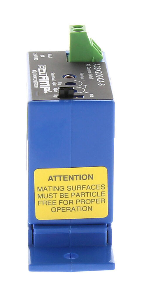 AcuAMP AC current switch, split core, 2-12, 12-55, or 55-200A selectable sensing range, 2-200A adjustable trip point, 4-turn potentiometer, solid state switch, N.C., adjustable time delay output, 1A @ 240 VAC output rating.-ACSX200-CA-S