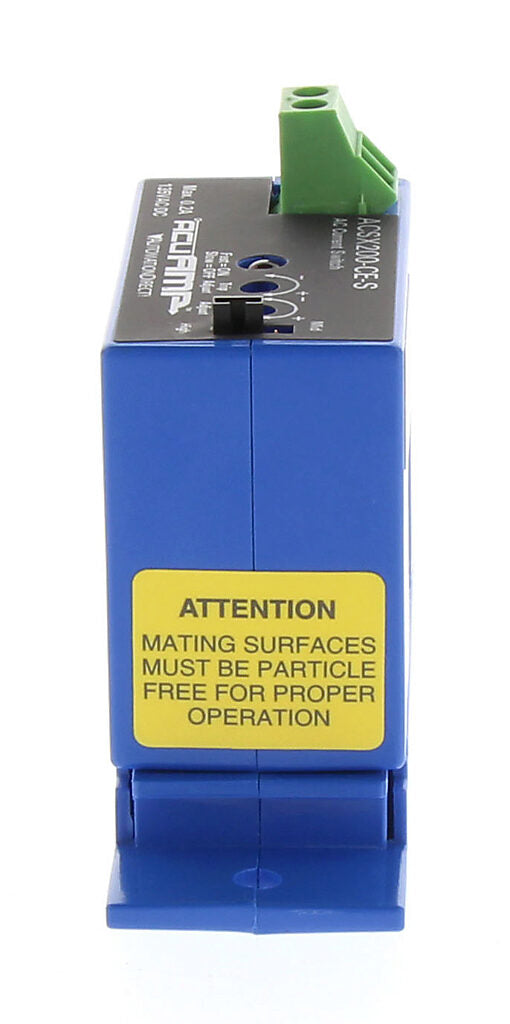 AcuAMP AC current switch, split core, 2-12, 12-55, or 55-200A selectable sensing range, 2-200A adjustable trip point, 4-turn potentiometer, solid state switch, N.C., adjustable time delay output, 0.2A @ 135 VAC/VDC output rating.-ACSX200-CE-S