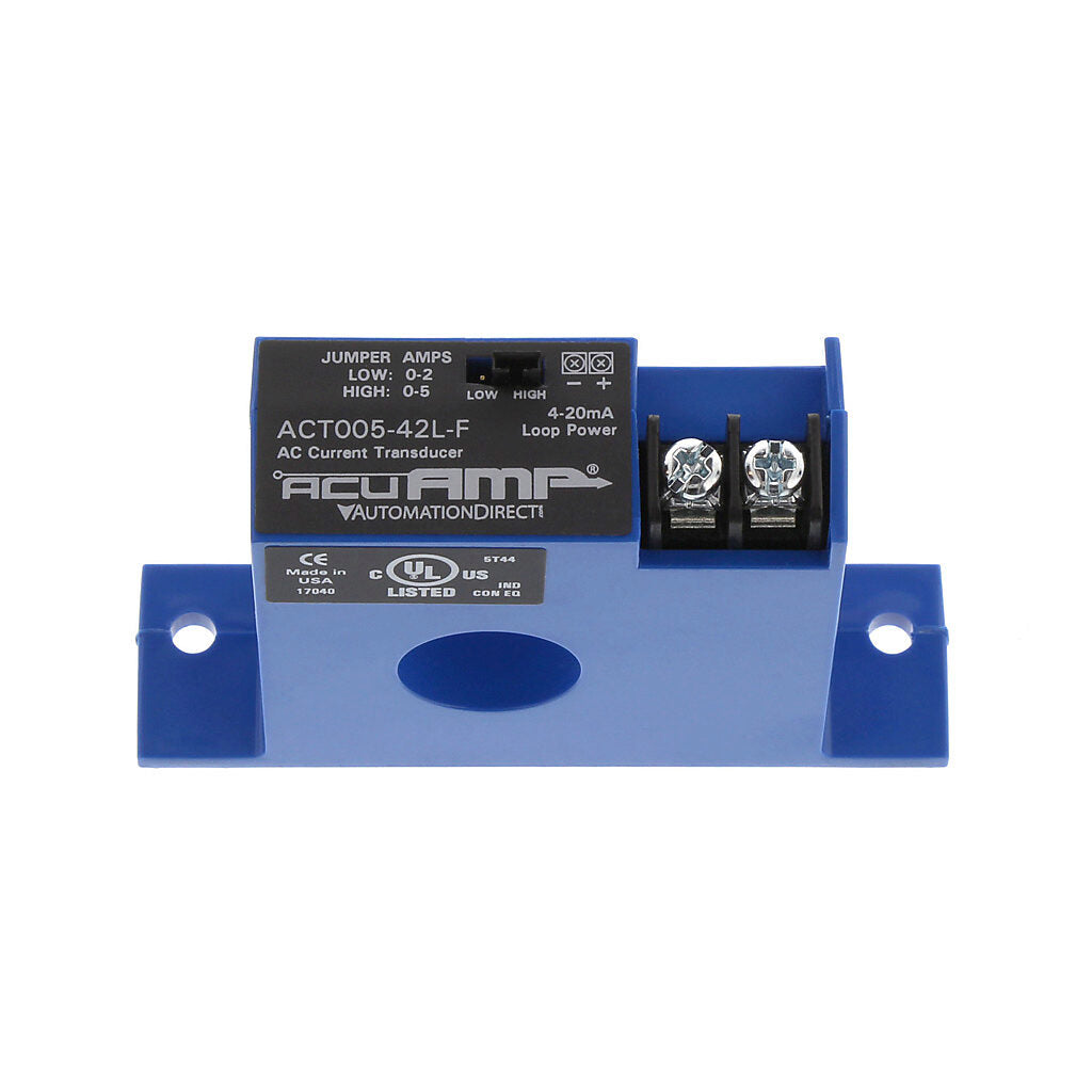 AcuAMP AC current transducer, 1-phase, fixed core, 0-2 or 0-5A selectable sensing range, 4-20 mA output.-ACT005-42L-F