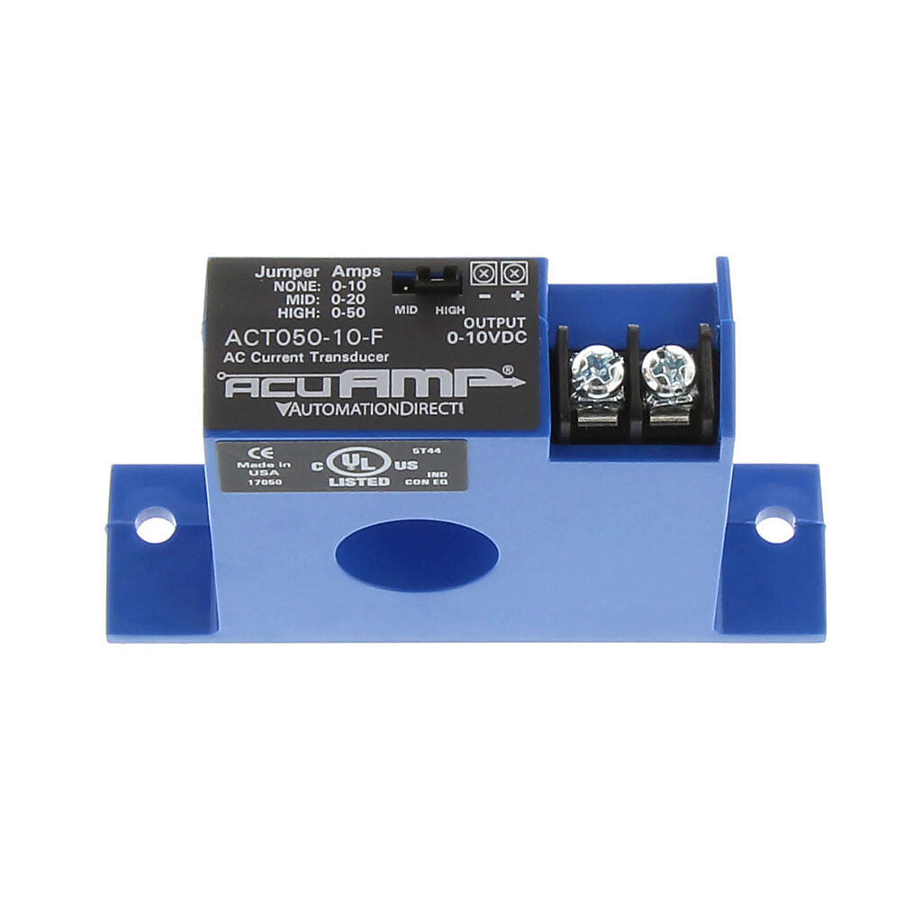 AcuAMP AC current transducer, 1-phase, fixed core, 0-10, 0-20, or 0-50A selectable sensing range, 0-10 VDC output.-ACT050-10-F