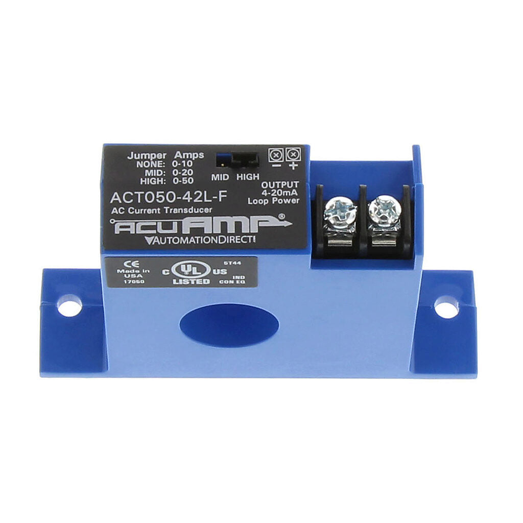 AcuAMP AC current transducer, 1-phase, fixed core, 0-10, 0-20, or 0-50A selectable sensing range, 4-20 mA output.-ACT050-42L-F