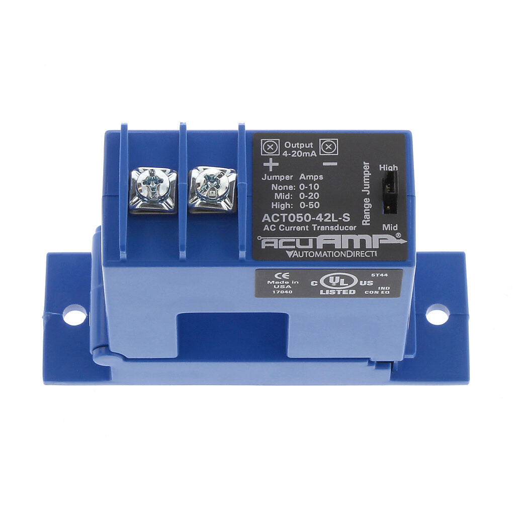 AcuAMP AC current transducer, 1-phase, split core, 0-10, 0-20, or 0-50A selectable sensing range, 4-20 mA output.-ACT050-42L-S