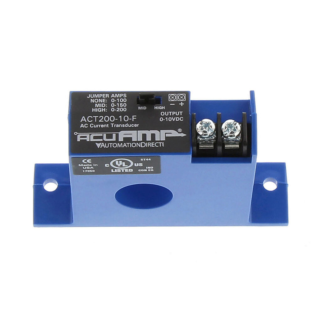 AcuAMP AC current transducer, 1-phase, fixed core, 0-100, 0-150, or 0-200A selectable sensing range, 0-10 VDC output.-ACT200-10-F