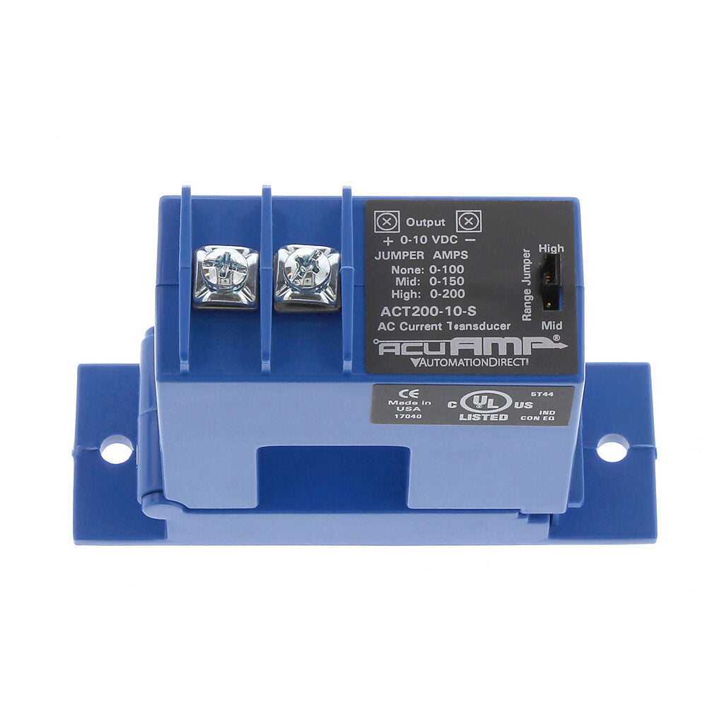 AcuAMP AC current transducer, 1-phase, split core, 0-100, 0-150, or 0-200A selectable sensing range, 0-10 VDC output.-ACT200-10-S