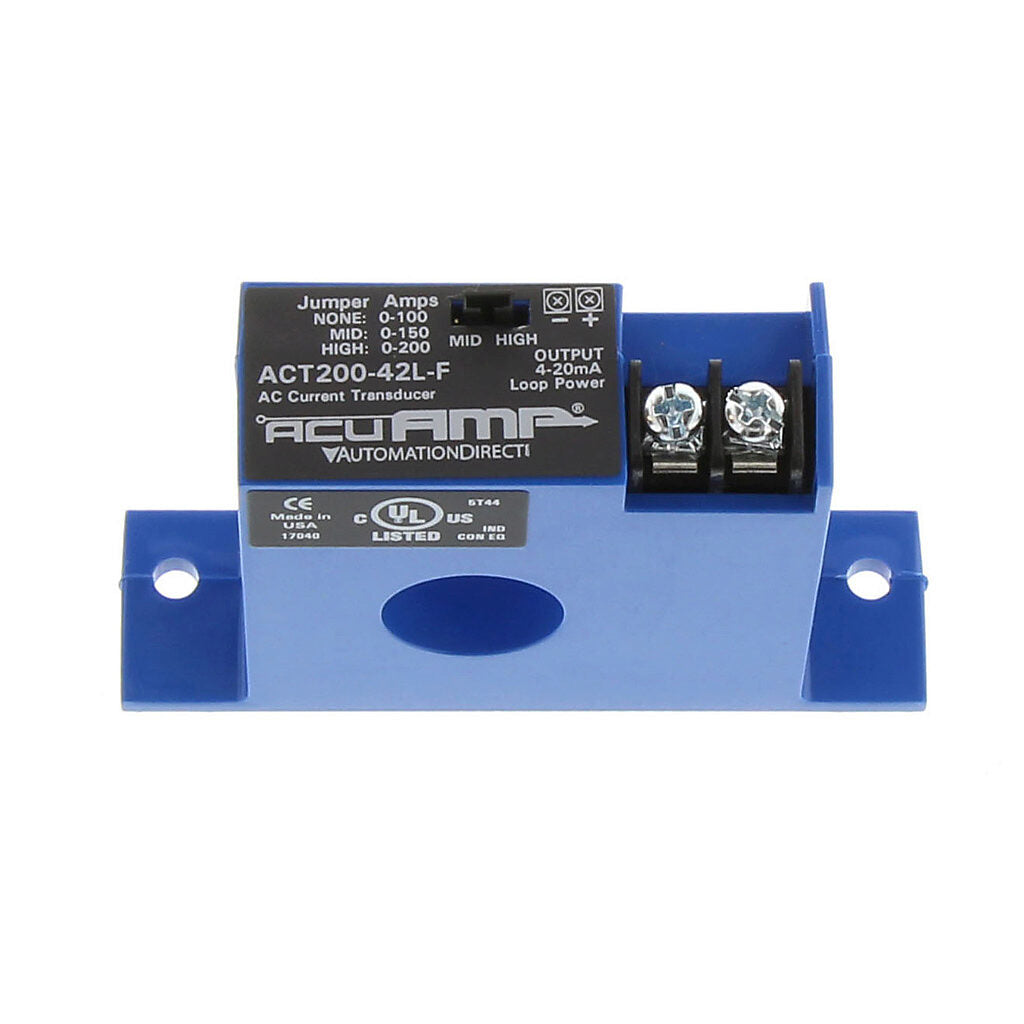 AcuAMP AC current transducer, 1-phase, fixed core, 0-100, 0-150, or 0-200A selectable sensing range, 4-20 mA output.-ACT200-42L-F