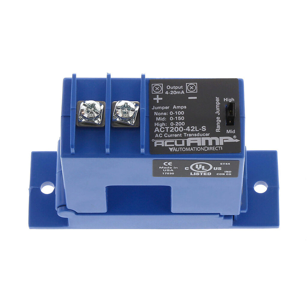 AcuAMP AC current transducer, 1-phase, split core, 0-100, 0-150, or 0-200A selectable sensing range, 4-20 mA output.-ACT200-42L-S