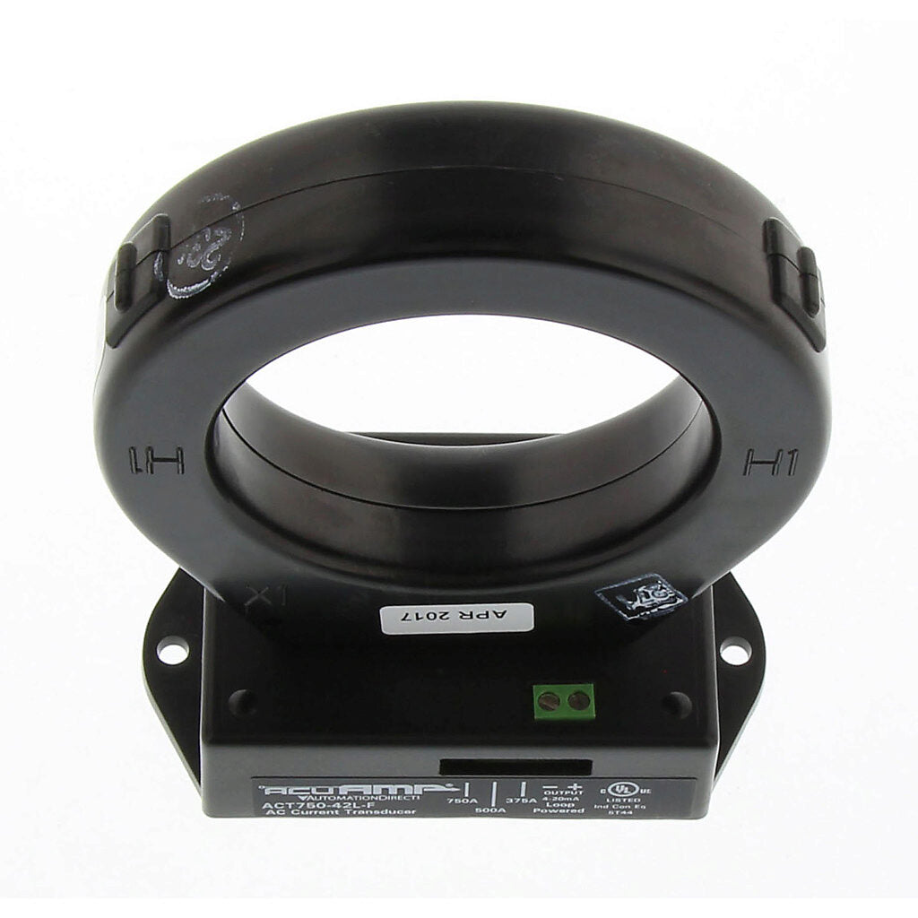 AcuAMP AC current transducer, 1-phase, fixed core, 0-375, 0-500, or 0-750A selectable sensing range, 4-20 mA output.-ACT750-42L-F