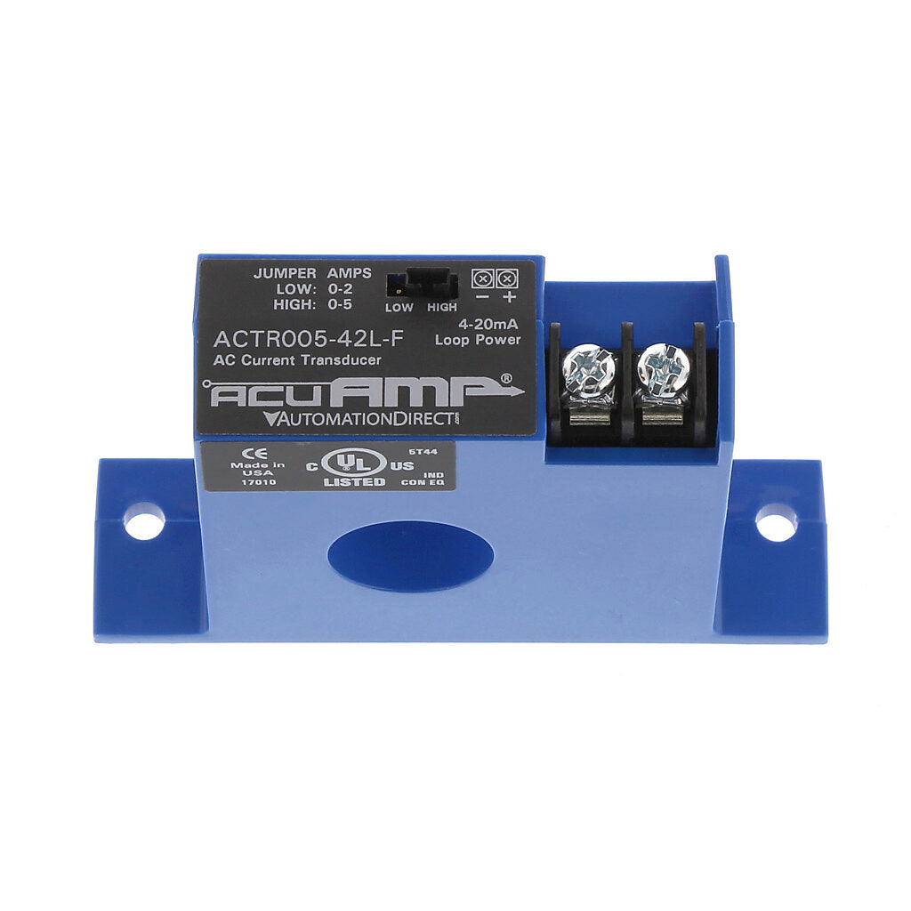 AcuAMP AC current transducer, 1-phase, fixed core, 0-2 or 0-5A selectable sensing range, True RMS, 4-20 mA output.-ACTR005-42L-F