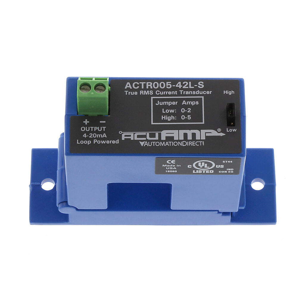 AcuAMP AC current transducer, 1-phase, split core, 0-2 or 0-5A selectable sensing range, True RMS, 4-20 mA output.-ACTR005-42L-S