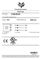 PHOTO 18MM METAL EMITTER RIGHT ANG OPTIC CBL.-C18E-0N-2A