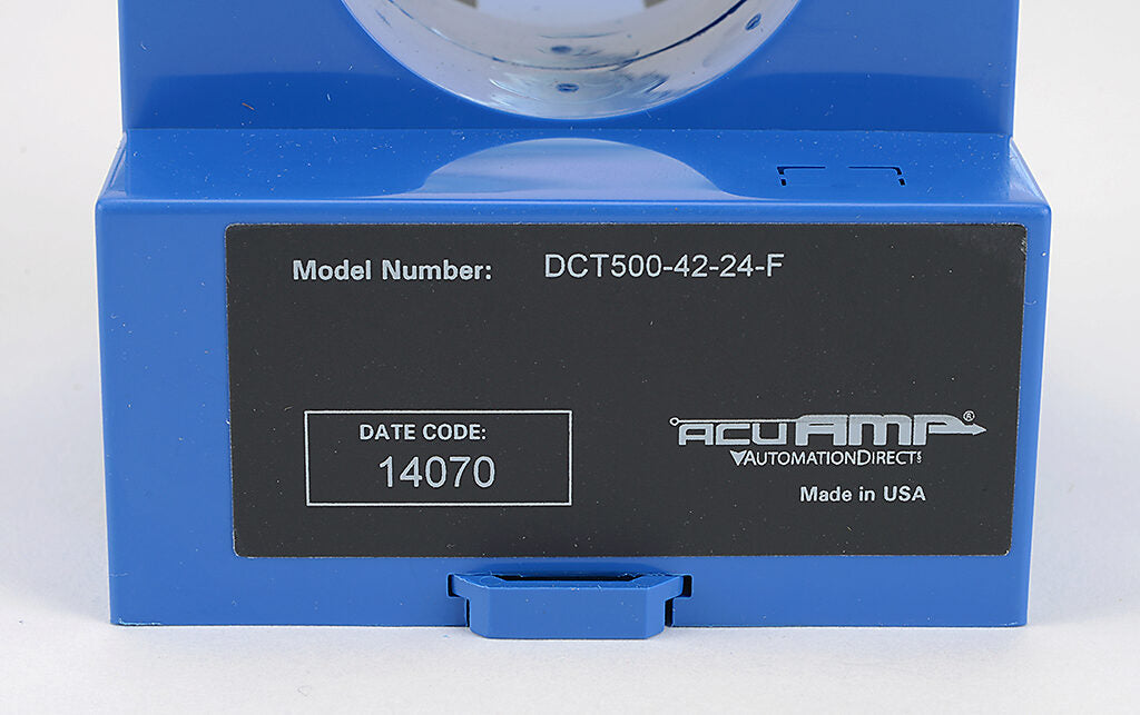 AcuAMP DC current transducer, large aperture fixed core, 0-500A sensing range, 4-20 mA output.-DCT500-42-24-F