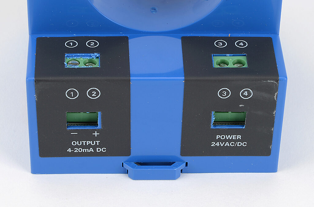 AcuAMP DC current transducer, large aperture fixed core, 0-750A sensing range, 4-20 mA output.-DCT750-42-24-F