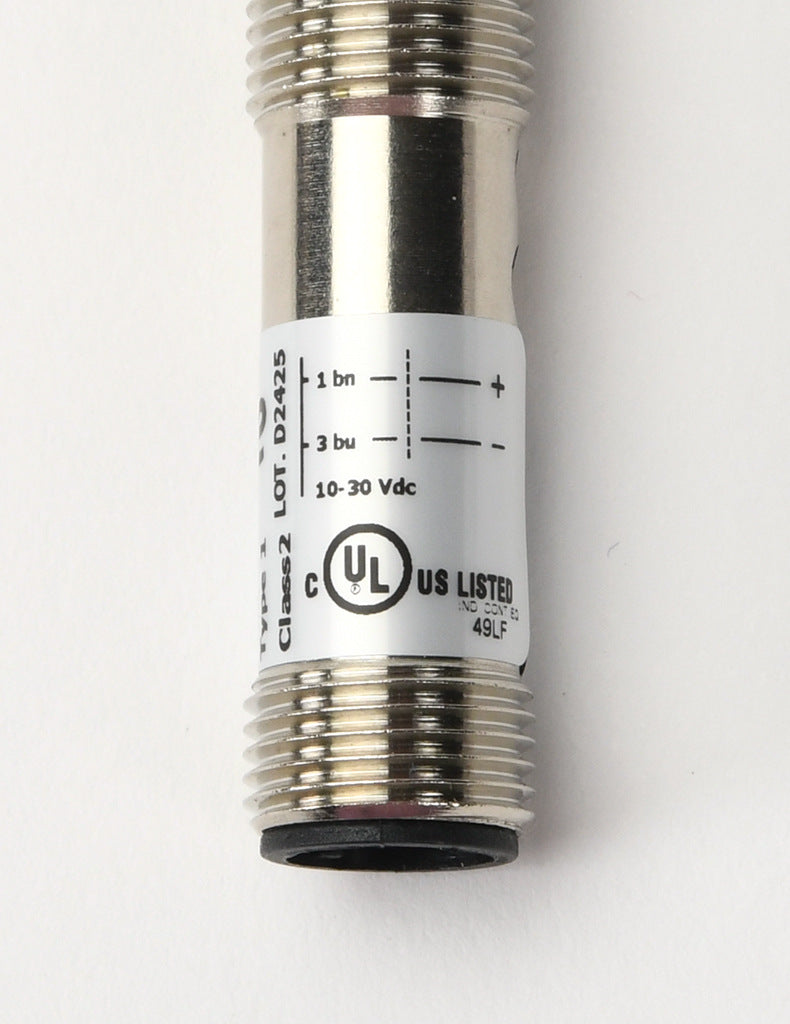 AchieVe photoelectric sensor, tubular, threaded, metal housing, through-beam emitter, infrared, 4m sensing distance, 10-30 VDC operating voltage, 3-wire, 4-pin M12 quick-disconnect.-FDME-00-1H