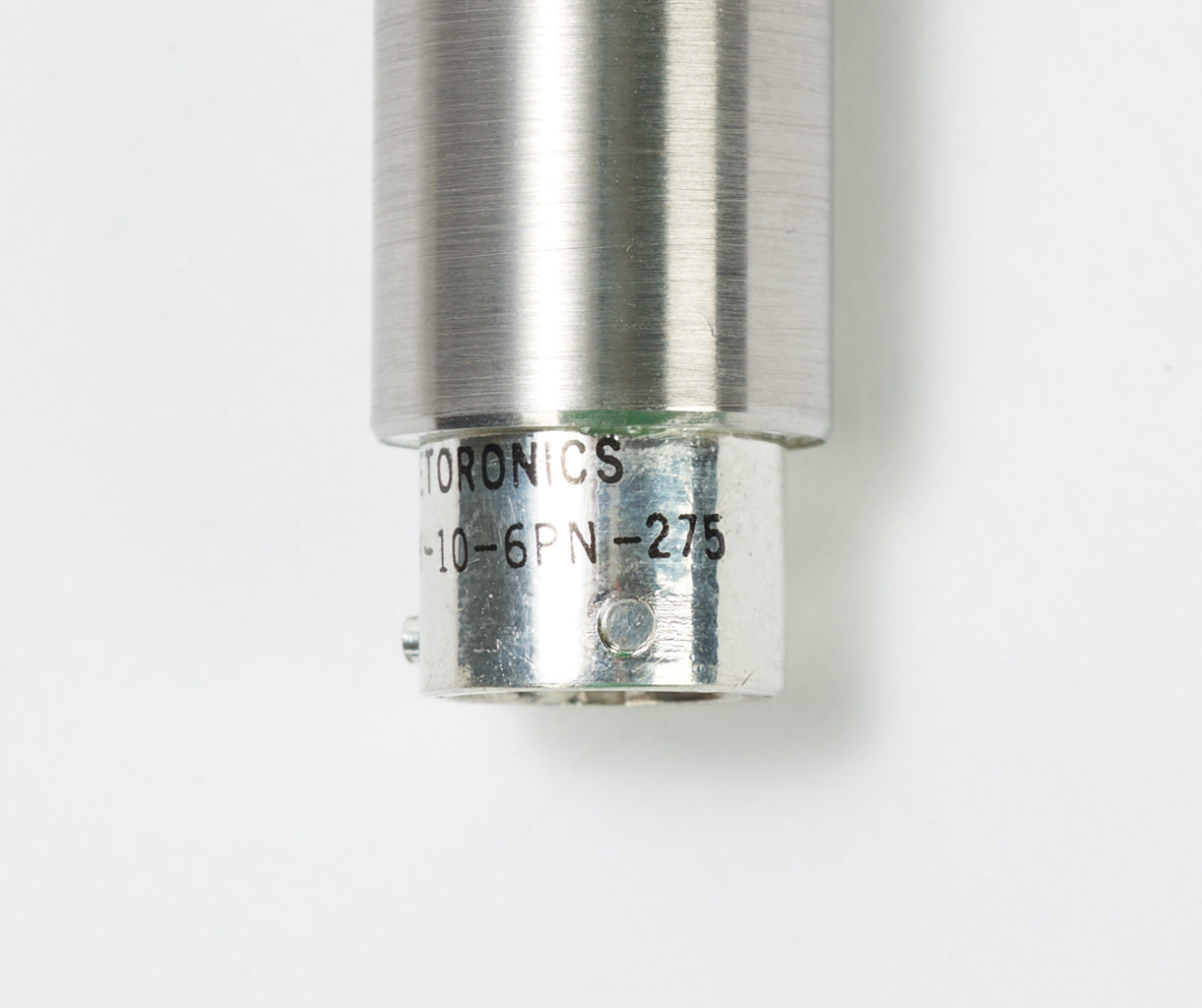 Alliance Sensors inductive linear position sensor, spring loaded slide, 6.4mm stroke, 4-20 mA output, 19mm diameter x 82.6mm body, 1/2-20 UNF mount, 6-pin PT0.-GHSI19-006A-02-20S