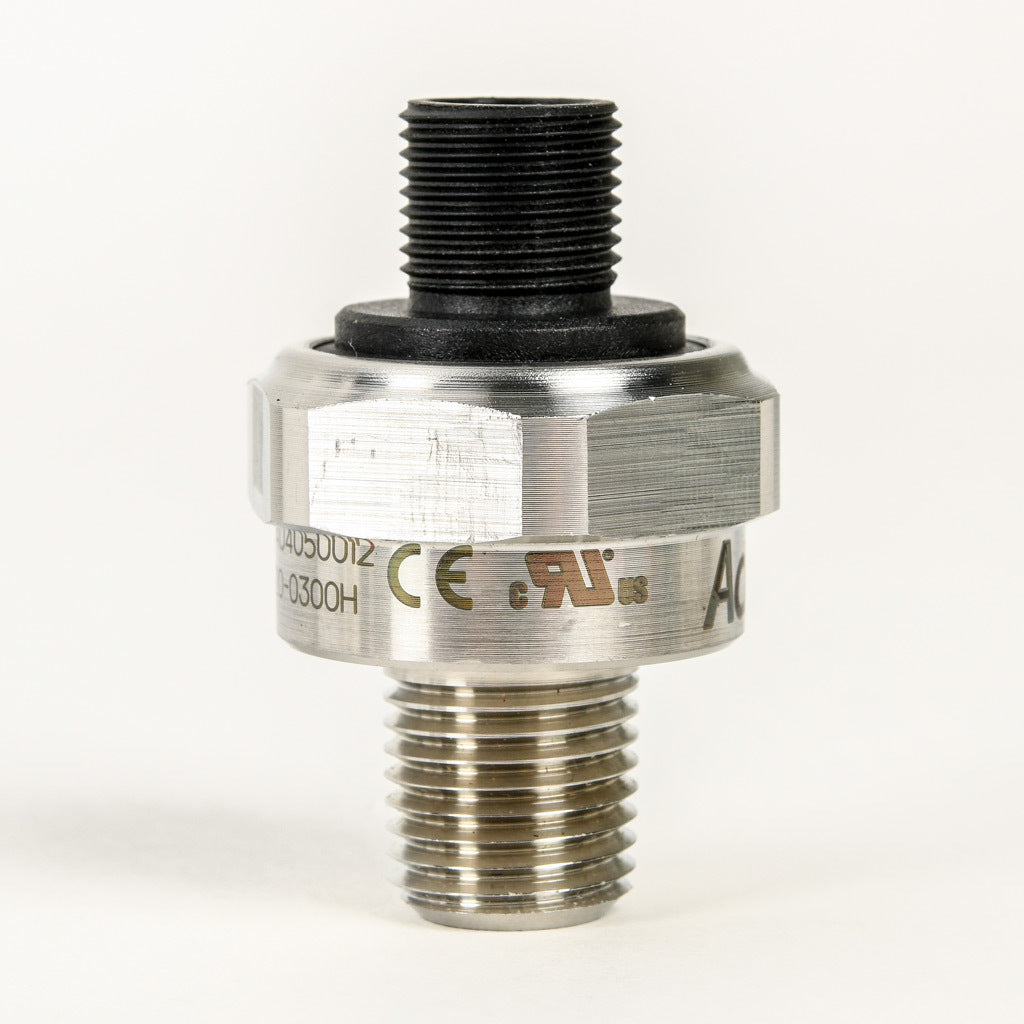 AchieVe pressure transmitter, 0 to 300 psig range, +/- 1% accuracy, stainless steel sensing element, 4-20 mA analog output, 1/4in male NPT process connection, 9-32 VDC operating voltage, 4-pin M12 quick-disconnect.-LPPT25-20-0300H