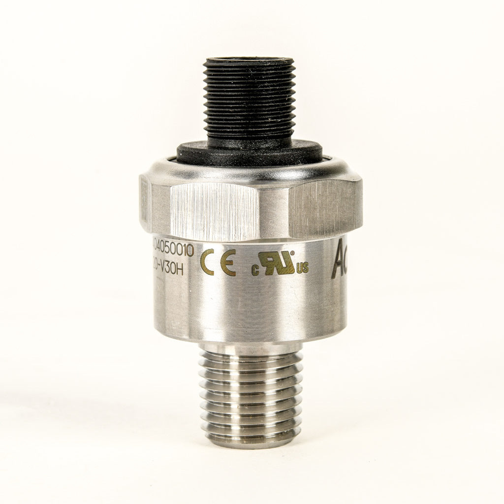 AchieVe pressure transmitter, -14.7 to 30 psig range, +/- 1% accuracy, stainless steel sensing element, 4-20 mA analog output, 1/4in male NPT process connection, 9-32 VDC operating voltage, 4-pin M12 quick-disconnect.-LPPT25-20-V30H