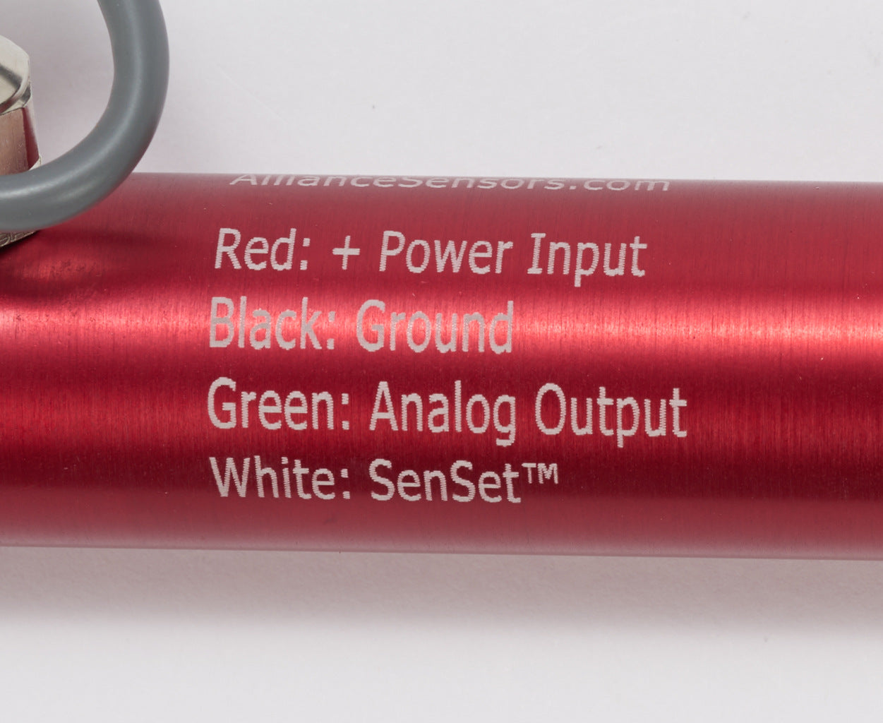 Alliance Sensors inductive linear position sensor, pivoting slide, 75mm stroke, 4-20 mA output, 27mm diameter x 152.4mm body, rod eyes mount, pigtail, 3.2ft/1m cable length.-LRI27-075R-00-20A