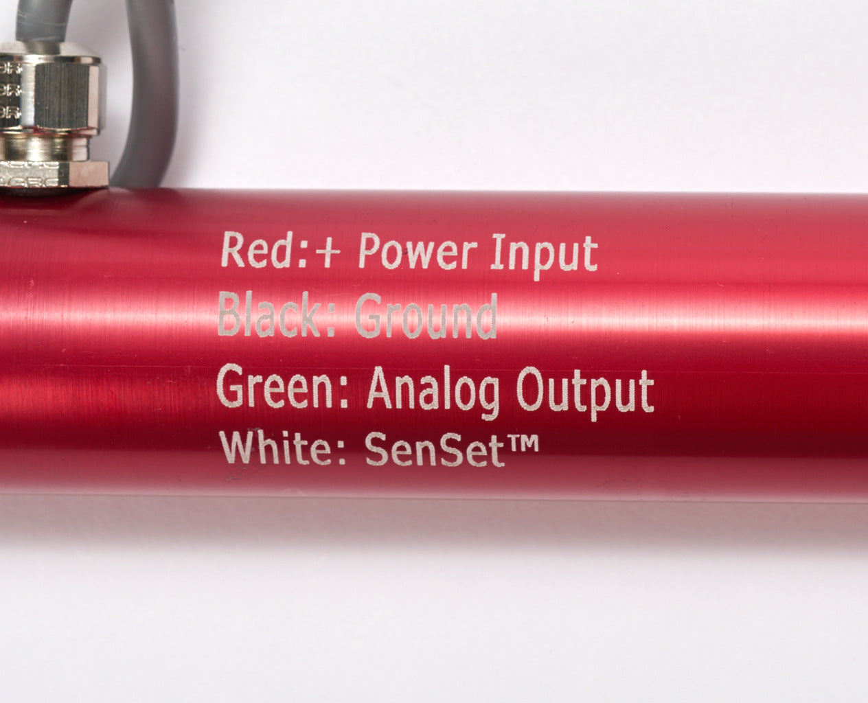 Alliance Sensors inductive linear position sensor, pivoting slide, 200mm stroke, 4-20 mA output, 27mm diameter x 292.1mm body, rod eyes mount, pigtail, 3.2ft/1m cable length.-LRLI27-200R-00-20A