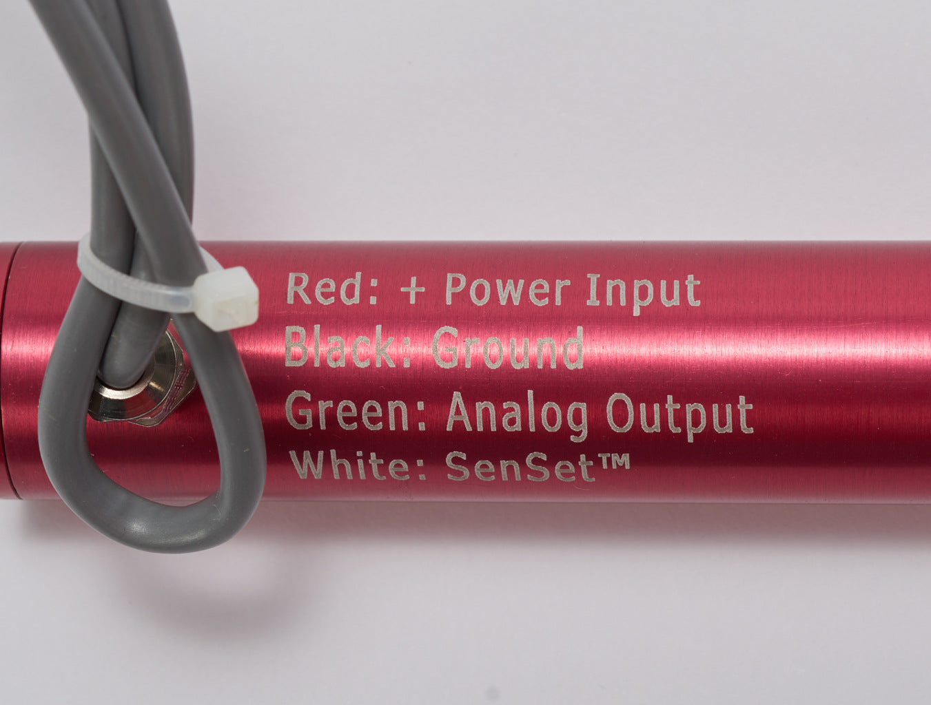 Alliance Sensors inductive linear position sensor, pivoting slide, 300mm stroke, 4-20 mA output, 27mm diameter x 393.7mm body, rod eyes mount, pigtail, 3.2ft/1m cable length.-LRLI27-300R-00-20A