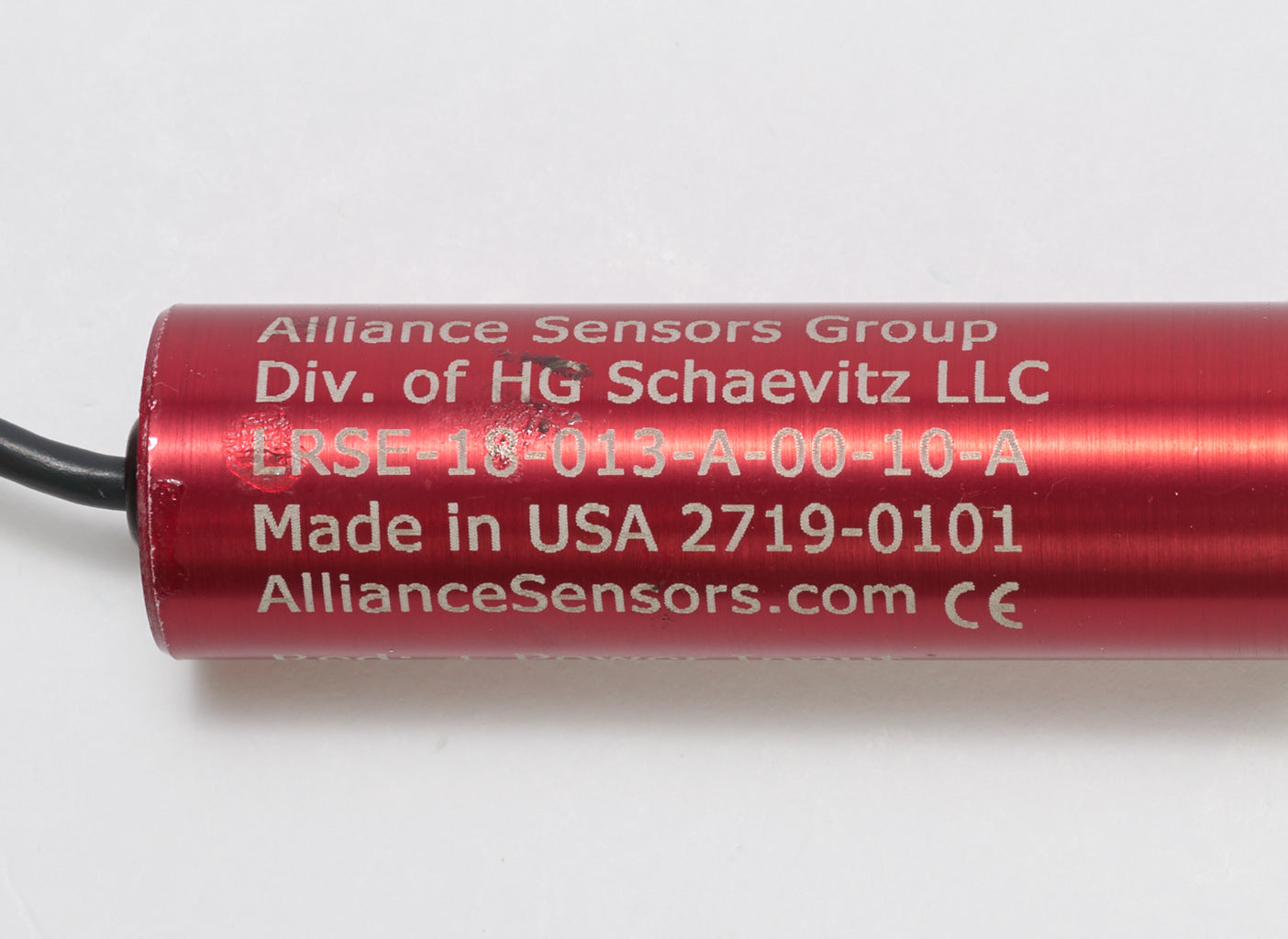 Alliance Sensors inductive linear position sensor, spring loaded slide, 12.5mm stroke, 0-10 VDC output, 19mm diameter x 88.9mm body, M18 x 1 mount, pigtail, 3.2ft/1m cable length.-LRSE18-013A-00-10A