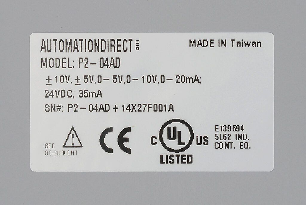 Analog Input Module: 4-ch, current/voltage (PN# P2-04AD ...