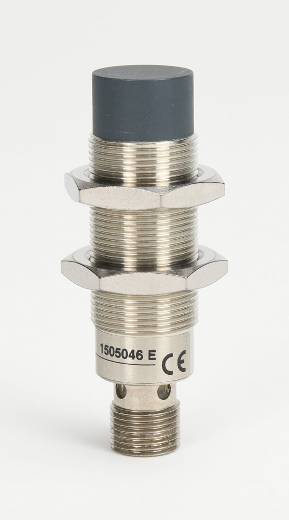 AchieVe inductive proximity sensor, tubular, 18mm diameter x 63.5mm body, nickel-plated brass housing, NPN, N.O. output, 8mm sensing distance, non-flush, 2 kHz switching frequency, IP67, 4-pin M12 quick-disconnect.-PAK-AN-2H