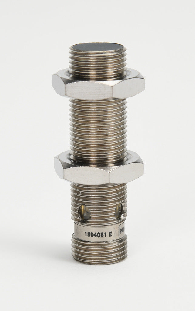 AchieVe inductive proximity sensor, tubular, 12mm diameter x 45mm body, nickel-plated brass housing, NPN, N.O. output, 2mm sensing distance, flush, 3 kHz switching frequency, IP67, 4-pin M12 quick-disconnect.-PAM-AN-1H