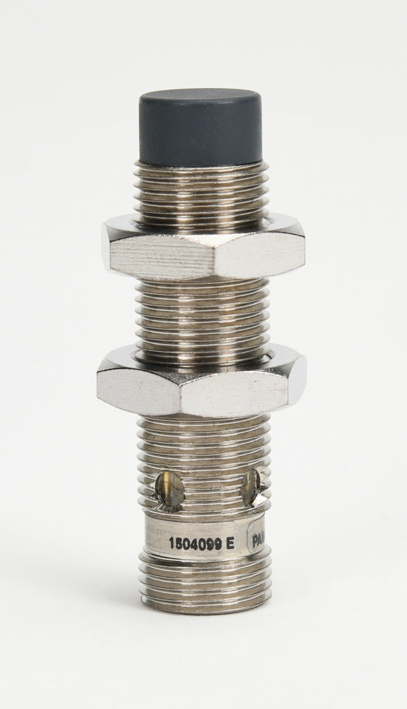AchieVe inductive proximity sensor, tubular, 12mm diameter x 45mm body, nickel-plated brass housing, PNP, N.O. output, 4mm sensing distance, non-flush, 2 kHz switching frequency, IP67, 4-pin M12 quick-disconnect.-PAM-AP-2H