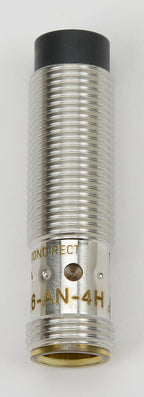 AutomationDirect inductive proximity sensor, tubular, 12mm diameter x 45mm body, bronze-plated brass housing, NPN, N.O. output, 7mm sensing distance, non-flush, 700 Hz switching frequency, IP65 IP66 IP67 IP68 IP69K, 4-pin M12 quick-disconnect.-PNM6-AN-4H